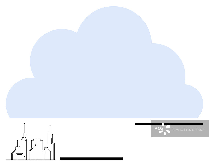 在一朵大云下的简约城市天际线图片素材