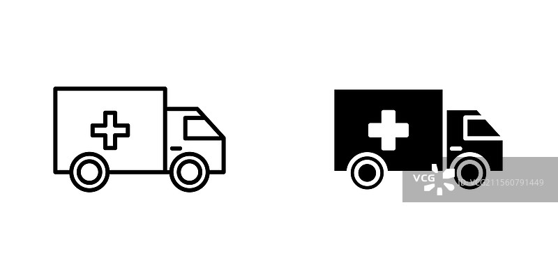 救护车图标细线设计图片素材