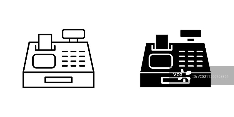 收银机图标，细线设计图片素材