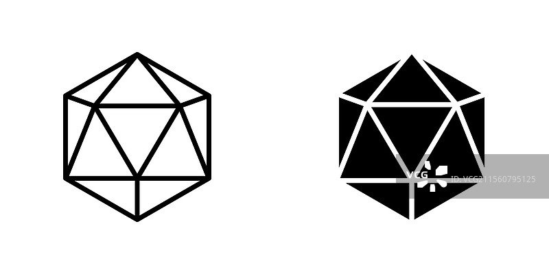 细线设计的d20骰子图标图片素材