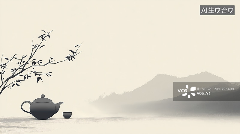 【AI数字艺术】茶具中式背景图片素材