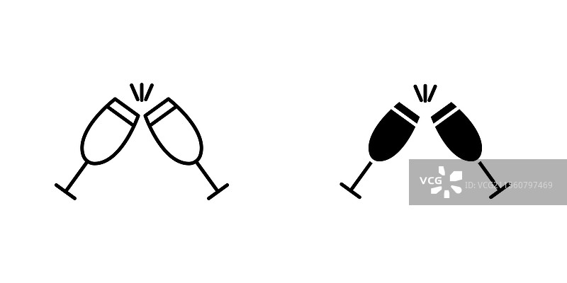 玻璃干杯图标细线设计图片素材