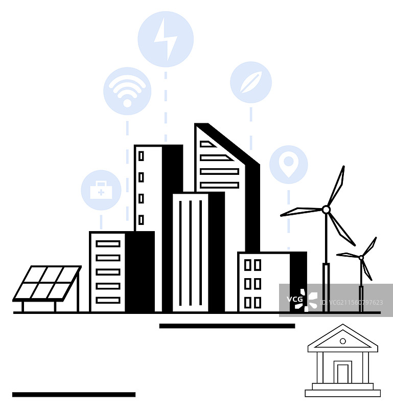 可持续的智能城市与可再生能源图片素材
