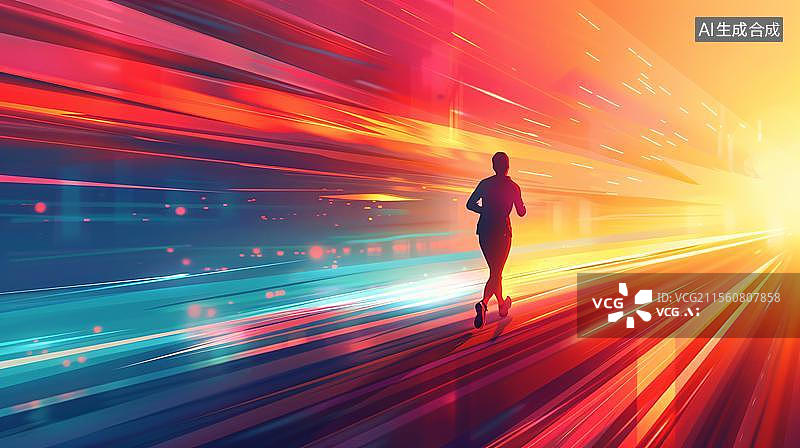 【AI数字艺术】速度与激情的奔跑  光速前进的追梦人图片素材