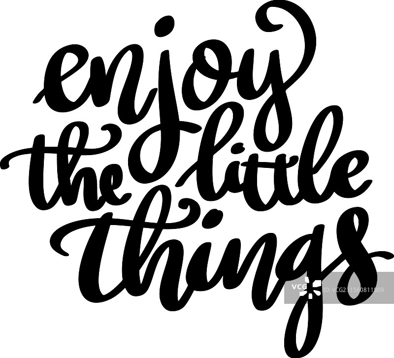 享受小事 手绘字母名言图片素材