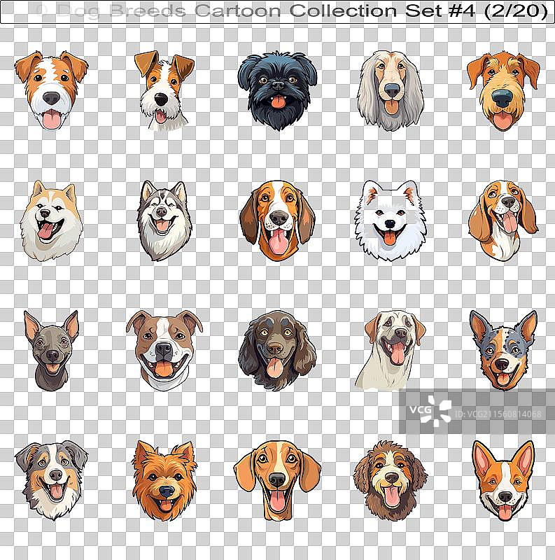 可爱的狗狗卡通角色与搞笑犬种图片素材