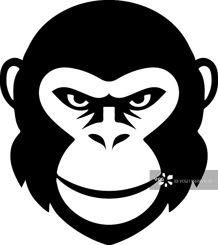 猴子头部设计元素用于标志标签标识图片素材