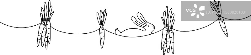 复活节边框，带有兔子和胡萝卜图片素材