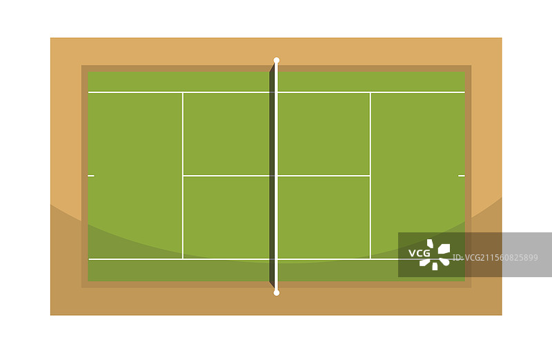 网球场的俯视图，背景为纯白色图片素材