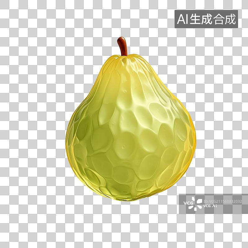 【AI数字艺术】3D渲染，透明玻璃质感，鸭梨，雪梨，香梨，水果免抠元素图片素材