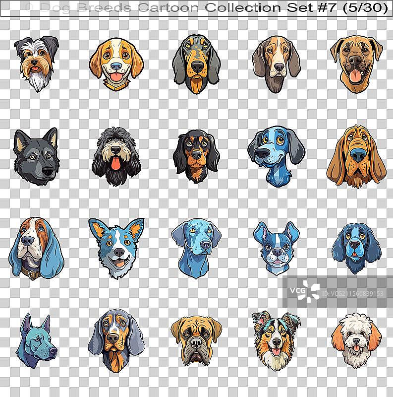 可爱狗狗品种卡通角色贴纸套装图片素材