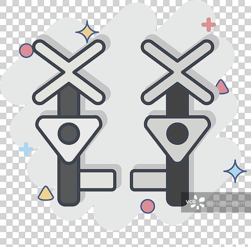 与火车站相关的平交道口图标图片素材