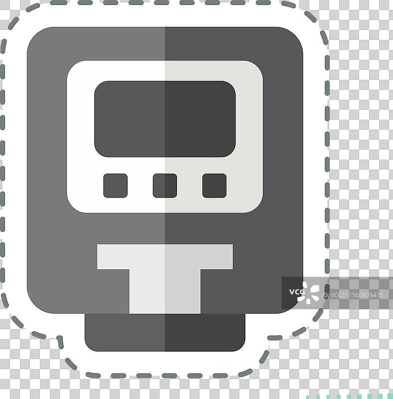 与智能相关的停车计时器贴纸线条剪切图片素材