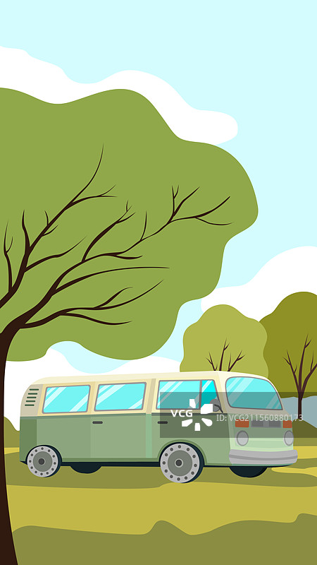 夏天青年节野营旅游插画图片素材