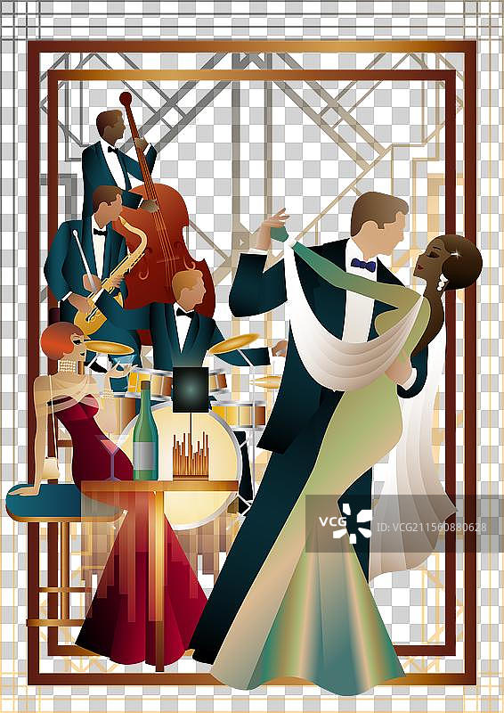 爵士乐手和舞者在宇宙中图片素材