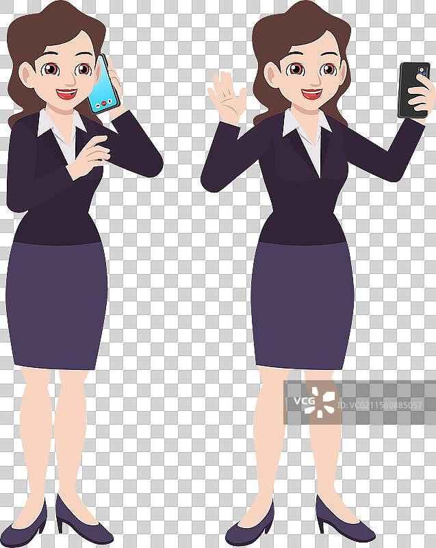 穿着西装的女商人正在打电话图片素材