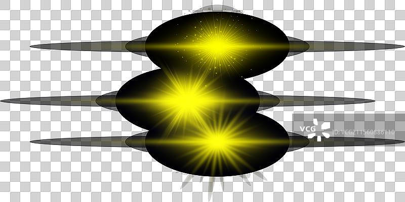 一组黄色的水平镜头光效图片素材