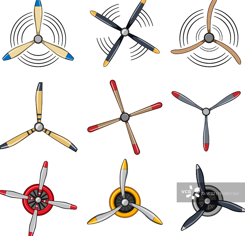 卡通螺旋桨套装图片素材