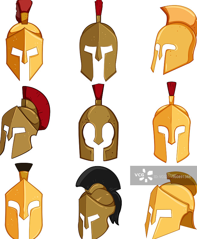 斯巴达头盔卡通套装图片素材