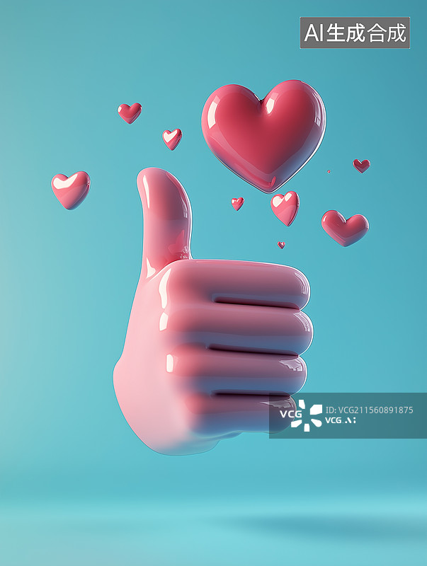 【AI数字艺术】竖起大拇指的3D模型图片素材