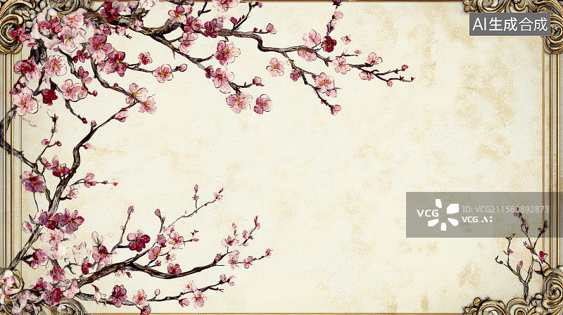 【AI数字艺术】中国风，新中式花环边框图片素材