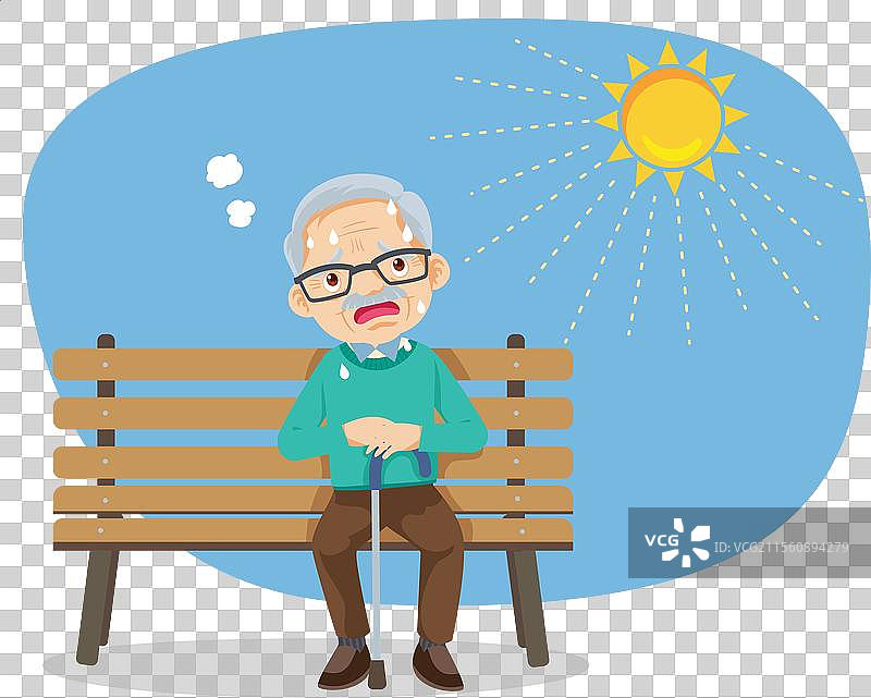 老人因夏日阳光的炎热而口渴图片素材