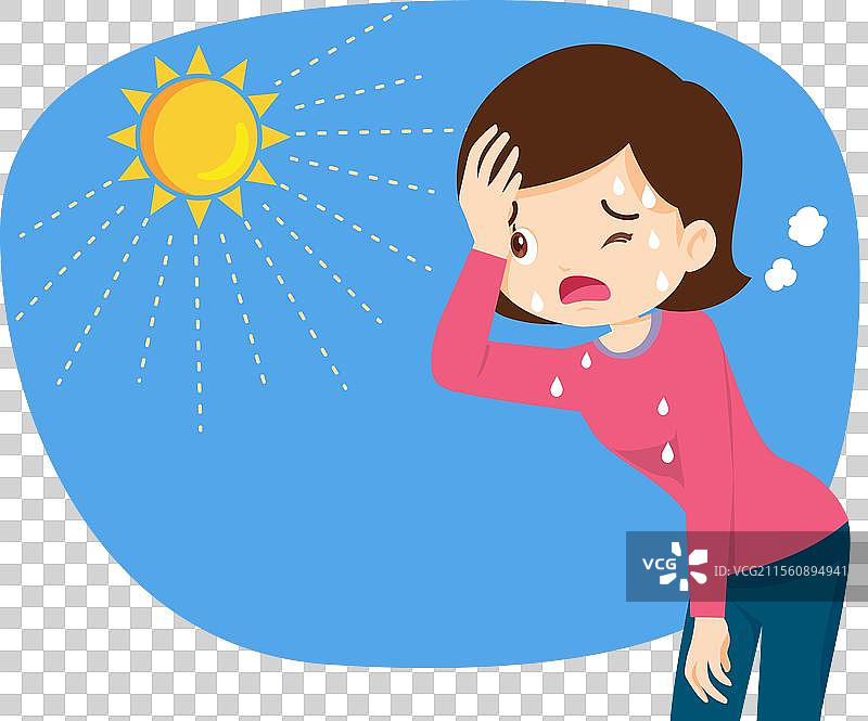 女人因夏日阳光的炎热而口渴 02图片素材