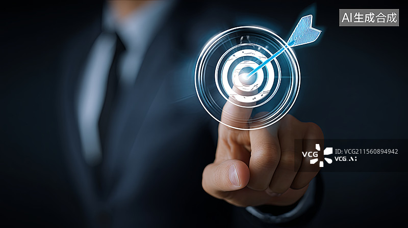 【AI数字艺术】手指触控数字靶心箭头图标概念图图片素材