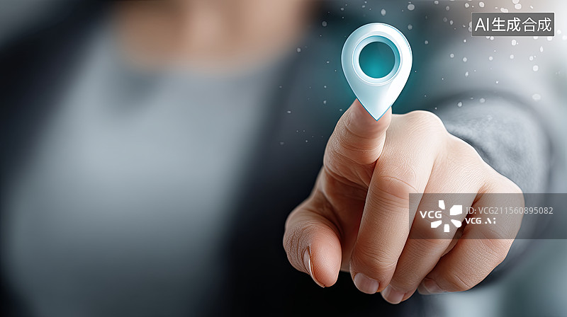 【AI数字艺术】手指触控悬浮定位图标概念图图片素材