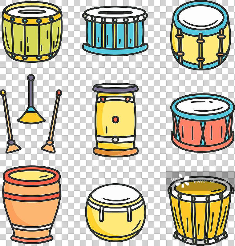 多彩打击乐器的集合图片素材