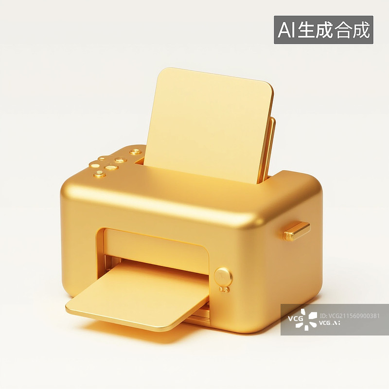 【AI数字艺术】3D金色打印机图标图片素材