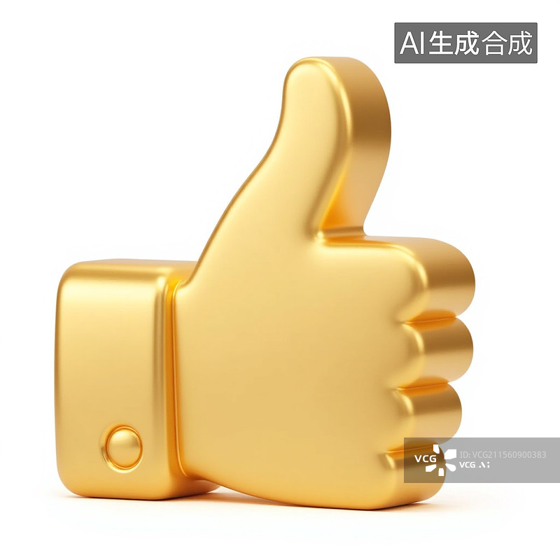 【AI数字艺术】3D金色大拇指图标图片素材