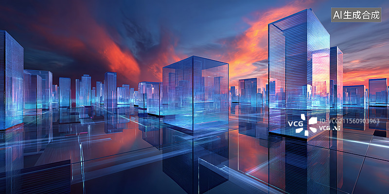 【AI数字艺术】智慧城市，大数据，网络覆盖，城市图片素材