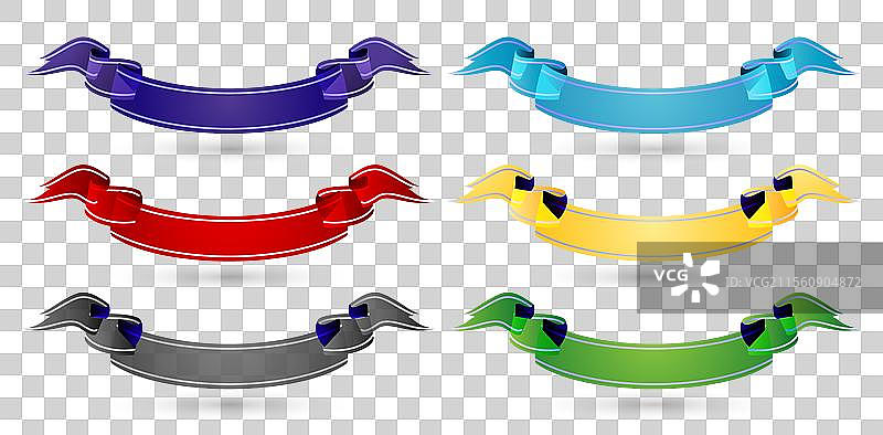 一组色彩缤纷的丝带在孤立背景上图片素材