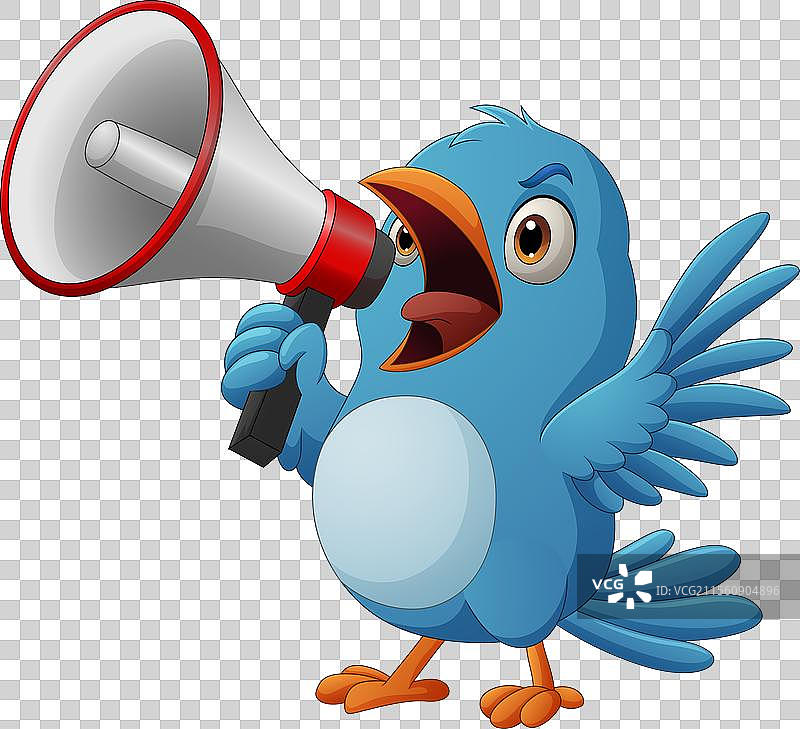 可爱的卡通蓝鸟南方与扩音器图片素材