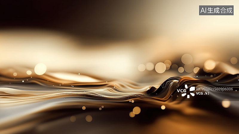 【AI数字艺术】流动的金色液体图片素材