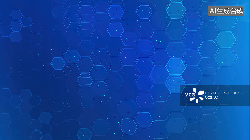 【AI数字艺术】蓝色六边形图案背景图片素材