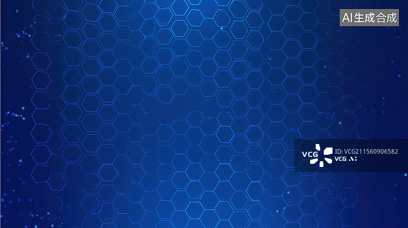 【AI数字艺术】蓝色六边形网格背景图片素材