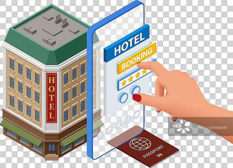 等距在线酒店预订概念年轻人图片素材