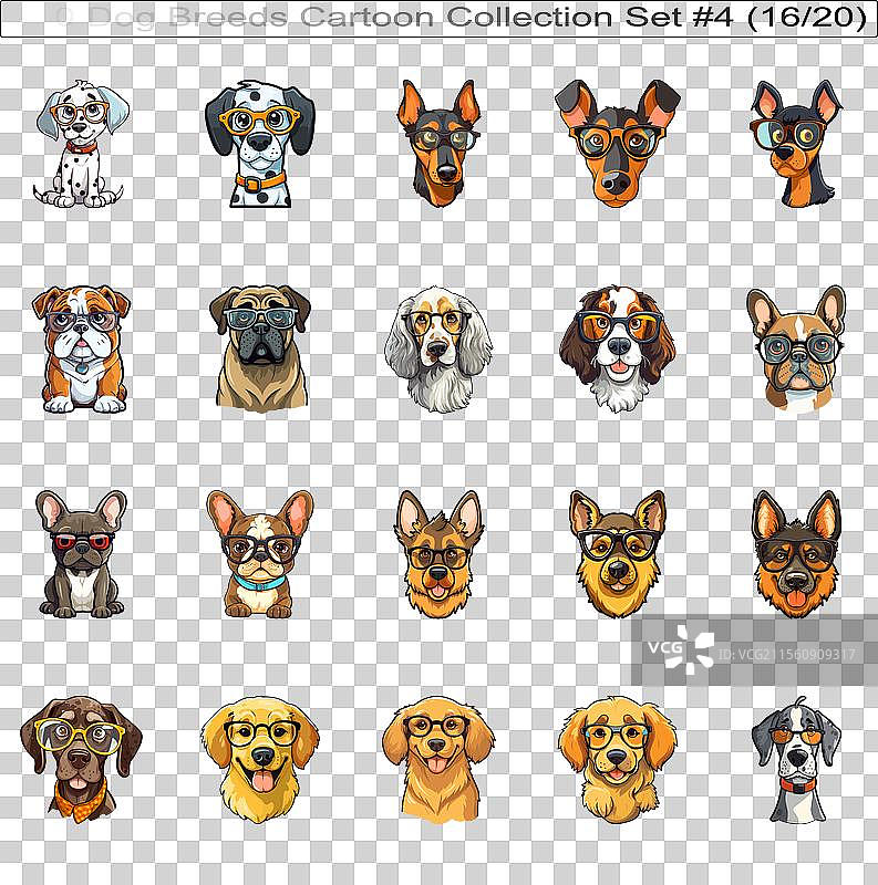 有趣的狗品种卡通角色可爱的狗狗图片素材