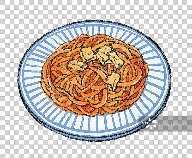 陕西宝鸡美食国风插画-擀面皮图片素材