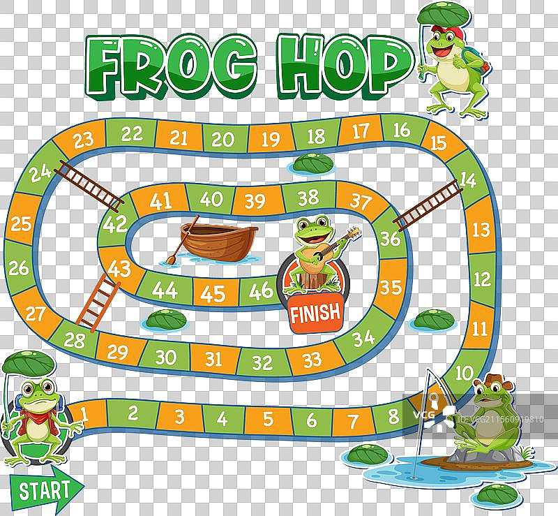 色彩斑斓的青蛙棋盘游戏与编号路径图片素材