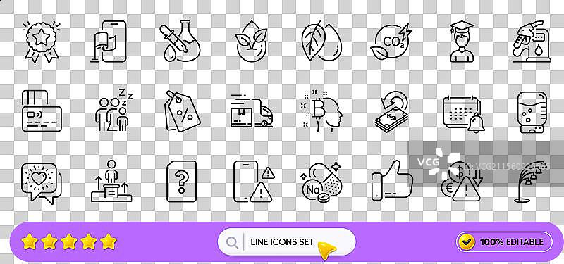水冷却器、学生和睡眠线条图标用于网页图片素材