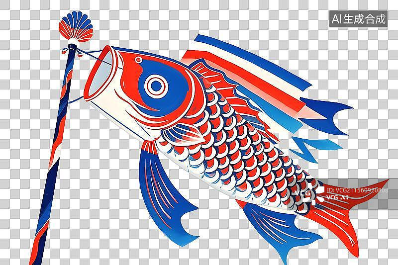 【AI数字艺术】鲤鱼旗迎风飘扬图片素材
