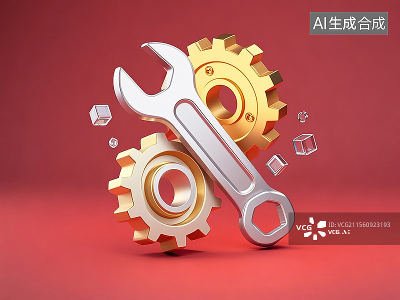 【AI数字艺术】扳手、钳子等，维修工具，3d渲染图片素材