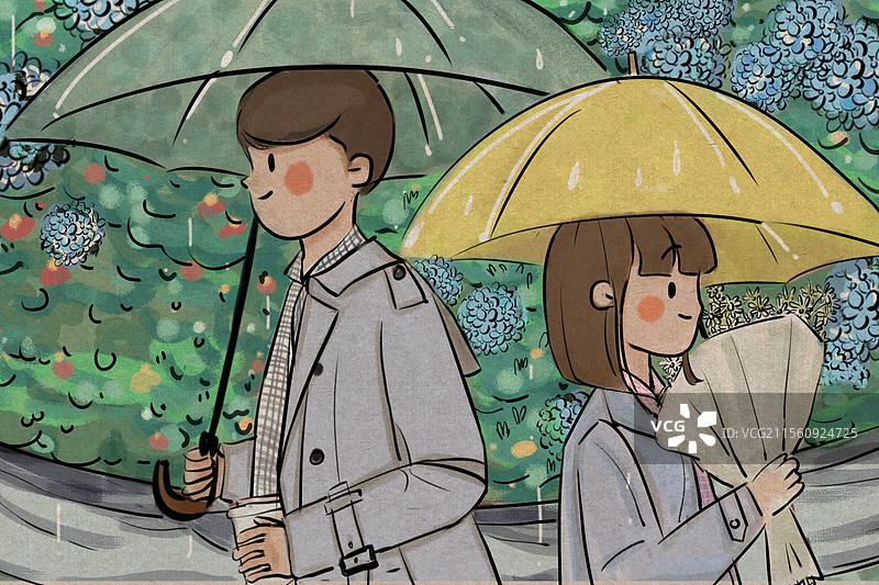 情侣漫步两个人的浪漫图片素材