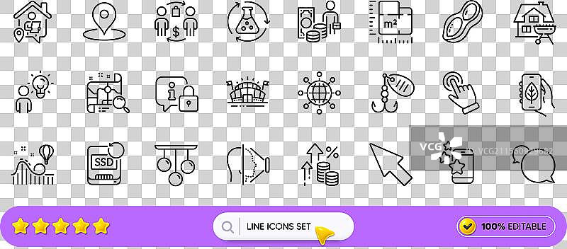 体育场鼠标光标和图钉线图标图片素材