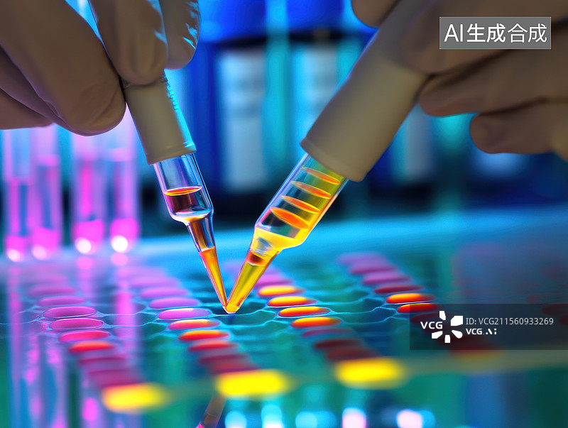 【AI数字艺术】实验室中的DNA测序实验图片素材