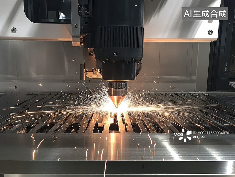 【AI数字艺术】激光切割机在金属板材上切割图片素材