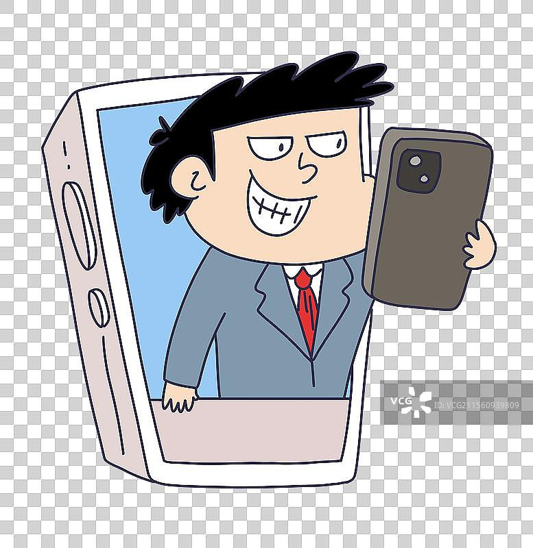 拿着手机拍照的网络人物图片素材